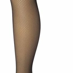 Bonnie Doon Dames Hold Up Met Subtiele Visnet Maat L/XL Zwart - Brede Band Met Siliconen - Fishnet Hold Up - Zakt Niet Af - Zelf Ophoudende Panty Zonder Broekje - Siliconenrand - Blijven Perfect Plakken - Netpanty Kousen - Black - BP201702.1