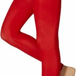 Dames Party Legging | 60 Denier | Rood | Maat XXL | Neon Legging | Gekleurde Legging | Legging Carnaval | Apollo