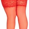 Annes Styling Annes Dunne Matte Hold Up Kousen Cecile 20 Denier Met Extra Brede 14 Cm Kanten Rand, Rood, Maat XL/XXL ( 5/6 )