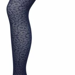 Bonnie Doon Dames Panterprint Panty 40 Denier Donker Blauw Maat L/XL - Chique Panty - Leopard Dessin - Brede Boord - Comfort - Panter Print - Dieren Print - Panther Texture Tights - Feestelijk - Donkerblauw - Black Iris - BP211909.4