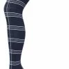 Bonnie Doon Maillot Dames Met Ruiten Donker Blauw Maat L/XL - Ruit Motief - Ruitjes Print - Biologisch Katoen - Uitstekende Pasvorm - Bio Cotton - Gladde Naden - Checks Tights - Heerlijk Comfortabel - Bering Sea - BP211901.1 -Beenmode Verkoop 400x840