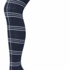 Bonnie Doon Maillot Dames Met Ruiten Donker Blauw Maat L/XL - Ruit Motief - Ruitjes Print - Biologisch Katoen - Uitstekende Pasvorm - Bio Cotton - Gladde Naden - Checks Tights - Heerlijk Comfortabel - Bering Sea - BP211901.1