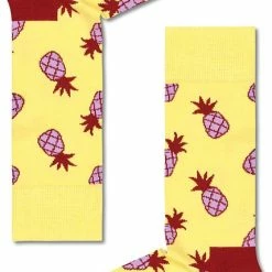 Happy Socks Sokken Met Print Pineapple Geel Ananas - Maat 41-46