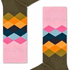 Happy Socks Faded Diamond Sokken - Bruin/Roze - Maat 36-40 -Beenmode Verkoop 434x840 5