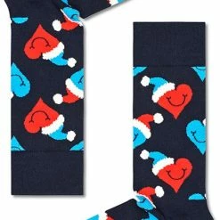 Happy Socks - Kerst Sokken - Santa Love Smiley - Blauw - Maat 41-46