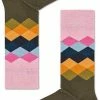 Happy Socks Faded Diamond Sokken - Bruin/Roze - Maat 36-40 -Beenmode Verkoop 438x840 2