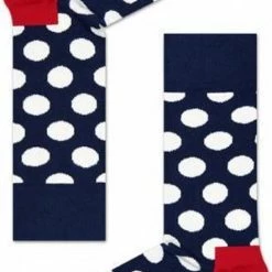 Happy Socks Sokken Big Dot Sock Blauw Met Witte Stippen - Unisex - Maat: 36-40