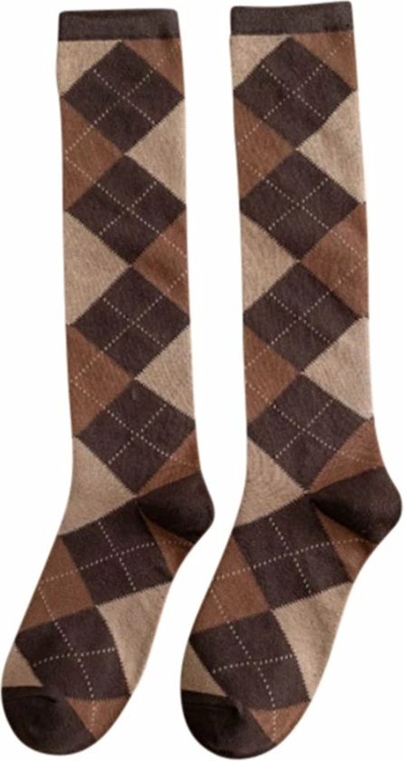 Merkloos 1 Paar Kniekousen Dames | Geruit | Bruin | 100% Katoen | Maat 38-40 3 Merkloos 1 Paar Kniekousen Dames | Geruit | Bruin | 100% Katoen | Maat 38-40