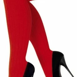 KIMU Lange Sokken Rood Gebreid UNISEX - Heren Dames Kniekousen Rode Kousen Voetbalsokken