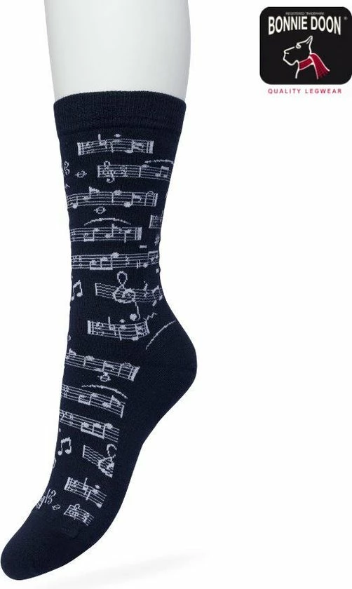 Bonnie Doon Dames Sokken Met Muziek Print Maat 36/42 Donker Blauw - Thema Sokken - Muzieknoten - Cadeau Sokken - Zacht Katoen Met Gladde Teennaad - Comfortabel - Perfect Cadeau - Black Iris - BT991127 3 Bonnie Doon Dames Sokken Met Muziek Print Maat 36/42 Donker Blauw - Thema Sokken - Muzieknoten - Cadeau Sokken - Zacht Katoen Met Gladde Teennaad - Comfortabel - Perfect Cadeau - Black Iris - BT991127