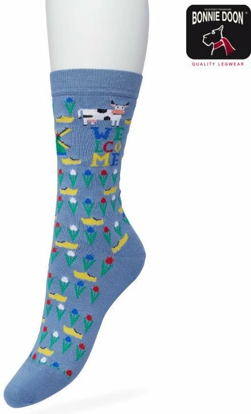 Bonnie Doon Dames Sokken Met Klompen Print Maat 36/42 Blauw - Thema Sokken - Nederland - Holland - Souvenir - Cadeau Sokken - Zacht Katoen Met Gladde Teennaad - Comfortabel - Perfect Cadeau - Coronet Blue - BT991123 3 Bonnie Doon Dames Sokken Met Klompen Print Maat 36/42 Blauw - Thema Sokken - Nederland - Holland - Souvenir - Cadeau Sokken - Zacht Katoen Met Gladde Teennaad - Comfortabel - Perfect Cadeau - Coronet Blue - BT991123