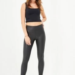 Merkloos Blueberry Leggings- Zwarte Legging Lederlook Fashion Legging Coated Legging High-Waist Dames Hoge Taille - Verhogen Legging - Leggings - Leggings - Push-Up - Up-Fit - Zwart - Maat S -Beenmode Verkoop 521x840 2
