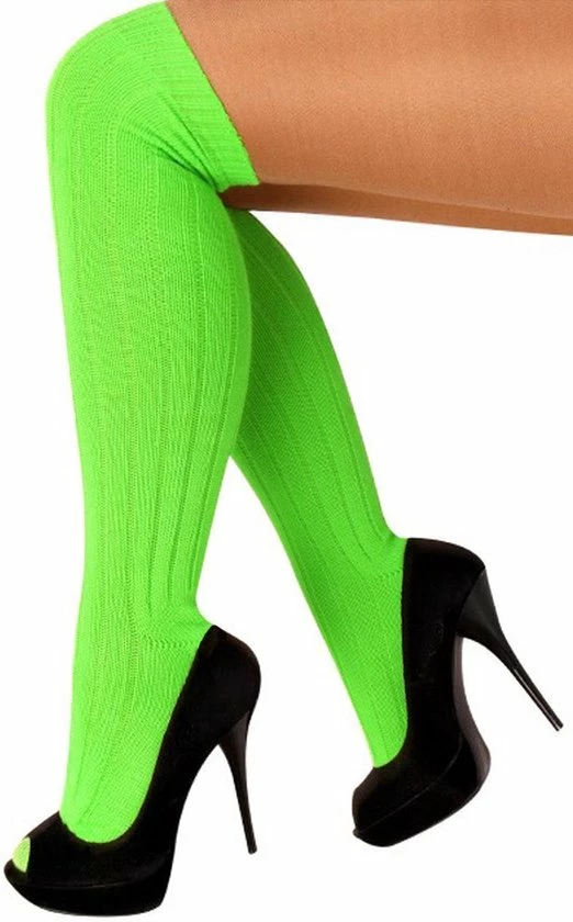 KIMU Lange Sokken Neon Groen Gebreid UNISEX - Heren Dames Fluor UV Blacklight Kniekousen 3 KIMU Lange Sokken Neon Groen Gebreid UNISEX - Heren Dames Fluor UV Blacklight Kniekousen