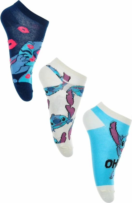 Disney - Enkel/sneaker Sokken Disney Stitch - 3 Paar - Maat 36-38 3 Disney - Enkel/sneaker Sokken Disney Stitch - 3 Paar - Maat 36-38