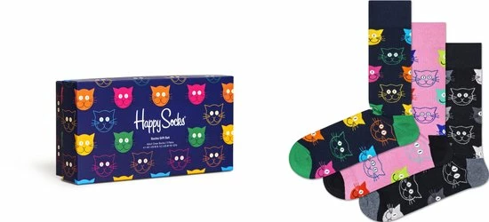 Happy Socks XMJA08-0150 3-Pack Mixed Cat Socks Gift Set - Maat 41-46 3 Happy Socks XMJA08-0150 3-Pack Mixed Cat Socks Gift Set - Maat 41-46