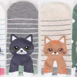 Merkloos Kattenhebbedingen - Voor De Kattenliefhebber - Poes - Kat - Enkelsokken 4 -pack - Cute Cats