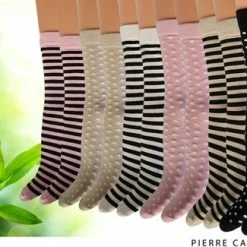 Pierre Calvini - Bamboe Sokken Dames - 12 Paar - Lange Sokken - Stippen/Strepen Licht - Maat 36-40 - Kousen Dames - Anti Zweet