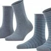 FALKE Happy Stripe 2-Pack Zacht Met Motief Versterkt Hoogwaardig Mid-rise Robuust Ademend Dekkend Set Kort Gestreept Katoen Multipack Grijs Dames Sokken - Maat 35-38 -Beenmode Verkoop 550x348