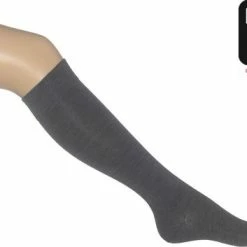 Bonnie Doon Wol/Katoen Kniekousen Donker Grijs Dames Maat 39/42 - Buitenkant 70% Fijne Wol - Binnenkant Katoen - Niet Irriterend - Heerlijk Warm - Kousen - Gladde Naden - Kniesokken - Wollen Sokken - Donkergrijs - Dark Grey Heather - R715011.19