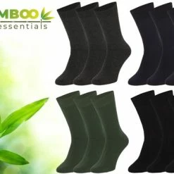 Bamboo Essentials - Bamboe Sokken Heren 39 42 - Sokken Dames Maat 39 42 - 12 Paar - Zwart Navy Antraciet Groen - Lange Sokken - Kousen Heren Sokken - Kousen Dames Sokken - Anti Zweet - Duurzaam