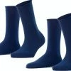 FALKE Happy 2-Pack Zacht Zonder Motief Versterkt Hoogwaardig Mid-rise Robuust Ademend Dekkend Set Katoen Multipack Blauw Dames Sokken - Maat 39-42 -Beenmode Verkoop 550x380