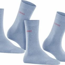 Esprit Uni 2-Pack Zacht Biologisch Zonder Motief Ondoorzichtig Mid-rise Comfortabel Set Katoen Multipack Blauw Dames Sokken - Maat 39-42 -Beenmode Verkoop 550x397 2