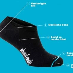 7 Paar Shoefresh Bamboe Sneakersokken Dames / Footies - Maat 35-38 - Zwart- Naadloze Sokken -Beenmode Verkoop 550x408 4