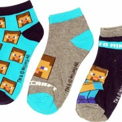 POPMERCH Minecraft Steve Head 3 Pack Sokken - Officiële Merchandise