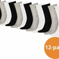 Puma Sportsokken Zwart / Wit / Grijs - 12 Paar Puma Sportsokken - Unisex - Maat 33/46