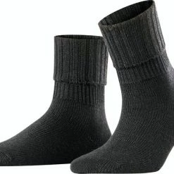 FALKE Striggings Rib Zacht Zonder Motief Met Rib Winter Warm Ondoorzichtig Dik Mid-rise Merinowol Zwart Dames Sokken - Maat 35-38