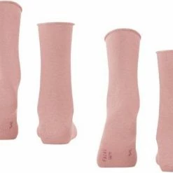 FALKE Happy 2-Pack Zacht Zonder Motief Versterkt Hoogwaardig Mid-rise Robuust Ademend Dekkend Set Katoen Multipack Roze Dames Sokken - Maat 39-42 -Beenmode Verkoop 550x433 1