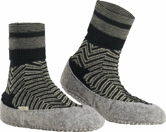 FALKE Cosyshoe Herringbone Slofsok Lang Met Patroon Met Anti-slip Noppen Gestreept Maagdelijke Wol Zwart Dames Sokken - Maat 41-42 5 FALKE Cosyshoe Herringbone Slofsok Lang Met Patroon Met Anti-slip Noppen Gestreept Maagdelijke Wol Zwart Dames Sokken - Maat 41-42 - Afbeelding 3