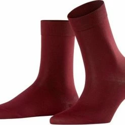FALKE Cotton Touch Zacht Zonder Motief Zomer Elegant Fijn Hoge Kwaliteit Ondoorzichtig Mid-rise Comfortabel Katoen Rood Dames Sokken - Maat 39-42