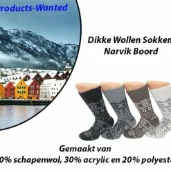 Merkloos 4-Paar Original Noorse Narvik Dikke Wollen Sokken In 4-Kleuren 39-42