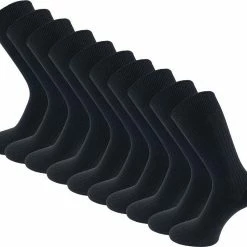 SQOTTON 10 Paar Sokken - Rib - 100% Katoen - Naadloos - Niet Knellende Sokken - Zwart - Maat 43-46