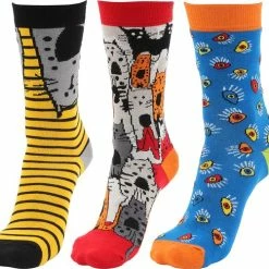 BiggDesign - Katten En Meerkleurige Sokken – Multipack - 3 Paar - Maat 36-40 - Valentijnsdag Cadeau