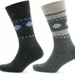 GoWith-wollen Sokken-alpaca Sokken-huissokken-2 Paar-warme Sokken-wintersokken-thermosokken-huissokken-grijs-antraciet-maat 43-46