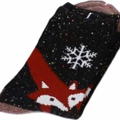 Merkloos Vrolijke Sokken Vos Zwart Bruin Wol Mt 38-40