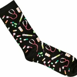 Merkloos Sokken Met Medische Print Zwart / Groen / Roze ONE SIZE Verpleegkundige Sokken - Cadeau