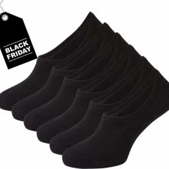 Merkloos Zwarte No Show Sneakersokken - Sokjes.nl - Maat 35/38 - 6 Paar - Onzichtbare Sneakersokken - Naadloos - Anti-slip Hak - Dames