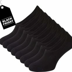 Merkloos Zwarte No Show Sneakersokken - Maat 35/38 - 8 Paar - Onzichtbare Sneakersokken - Naadloos - Anti-slip Hak - Dames