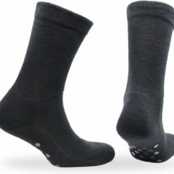 Norfolk - 2 Paar - Antislip Sokken - Huissokken - Stretch+ Extra Brede Katoenen Met Demping Anti-slip Sokken - Maat 39-42 - Zwart - Rio Grip