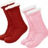 JAXY Huissokken - Huissokken Dames En Heren - Verwarmde Sokken - Anti Slip Sokken - Fleece Sokken - Dikke Sokken - Fluffy Sokken - Slofsokken - Warme Sokken - Bedsokken - Gevoerde Sokken - Winter Sokken - 2 Paar - Roze En Rood -Beenmode Verkoop 550x525