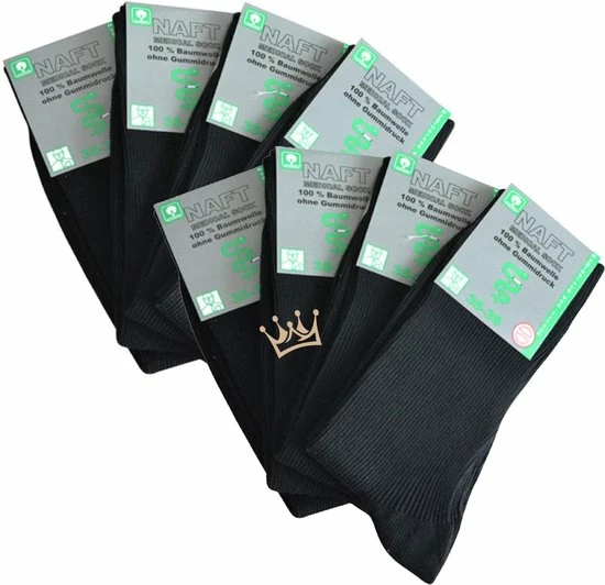 Naft Medische Sokken Zonder Elastiek - Zwart - 8 Paar - Maat 43/46 3 Naft Medische Sokken Zonder Elastiek - Zwart - 8 Paar - Maat 43/46