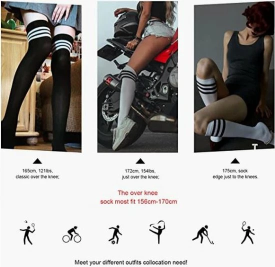 Merkloos Overknee Kousen - Elastische Lange Sokken - 6 Paar 8 Merkloos Overknee Kousen - Elastische Lange Sokken - 6 Paar - Afbeelding 6