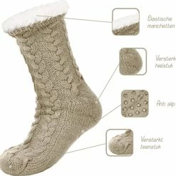 JAXY Huissokken - Huissokken Dames En Heren - Verwarmde Sokken - Anti Slip Sokken - Fleece Sokken - Dikke Sokken - Fluffy Sokken - Slofsokken - Warme Sokken - Bedsokken - Gevoerde Sokken - Winter Sokken - 2 Paar - Roze + Beige -Beenmode Verkoop 550x540 1