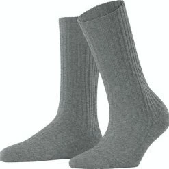 FALKE Cosy Wool Boot Zonder Motief Zacht Dik Winter Warm Ondoorzichtig Halfhoog Comfortabel Wol Grijs Dames Sokken - Maat 39-42