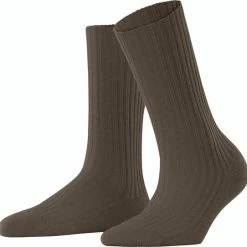 FALKE Cosy Wool Boot Zonder Motief Zacht Dik Winter Warm Ondoorzichtig Halfhoog Comfortabel Wol Bruin Dames Sokken - Maat 39-42