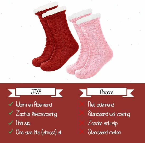 JAXY Huissokken - Huissokken Dames En Heren - Verwarmde Sokken - Anti Slip Sokken - Fleece Sokken - Dikke Sokken - Fluffy Sokken - Slofsokken - Warme Sokken - Bedsokken - Gevoerde Sokken - Winter Sokken - 2 Paar - Roze En Rood 9 JAXY Huissokken - Huissokken Dames En Heren - Verwarmde Sokken - Anti Slip Sokken - Fleece Sokken - Dikke Sokken - Fluffy Sokken - Slofsokken - Warme Sokken - Bedsokken - Gevoerde Sokken - Winter Sokken - 2 Paar - Roze En Rood - Afbeelding 7