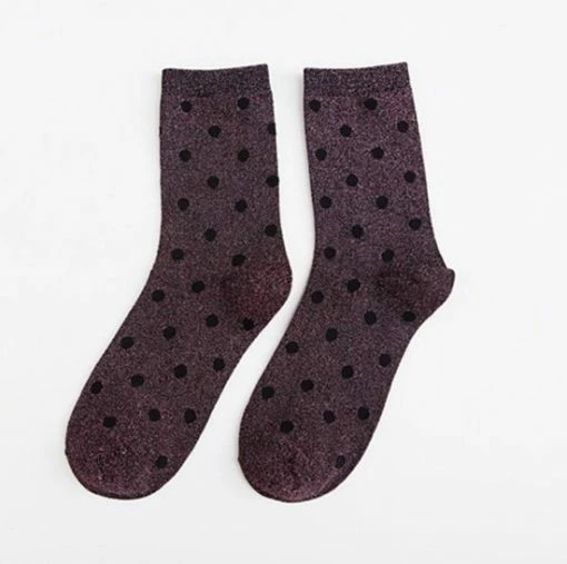 Merkloos Glittersokken T/m Maat 43 – Roze - Zwart - Stippen - Glitter